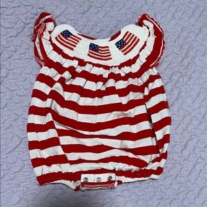 Patriotic Red and White Striped Baby Romper
